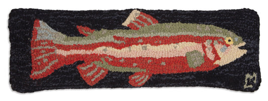 fish throw pillow steel head trout black and red