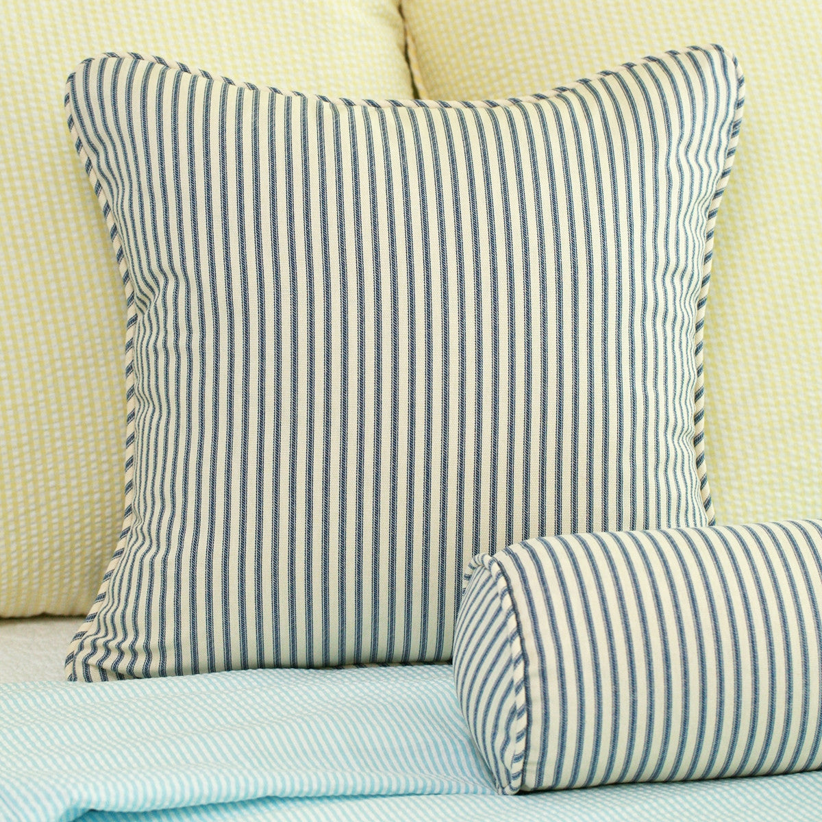 Ticking Stripe Throw Pillow Navy Blue