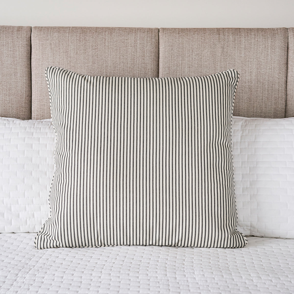 Ticking Stripe Sham | Navy Black Gray Brown or Red | Standard Euro King sizes
