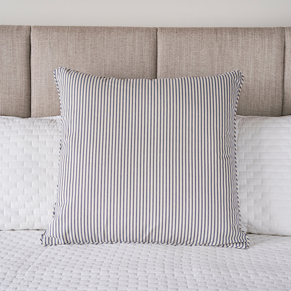 Ticking Stripe Sham | Navy Black Gray Brown or Red | Standard Euro King sizes