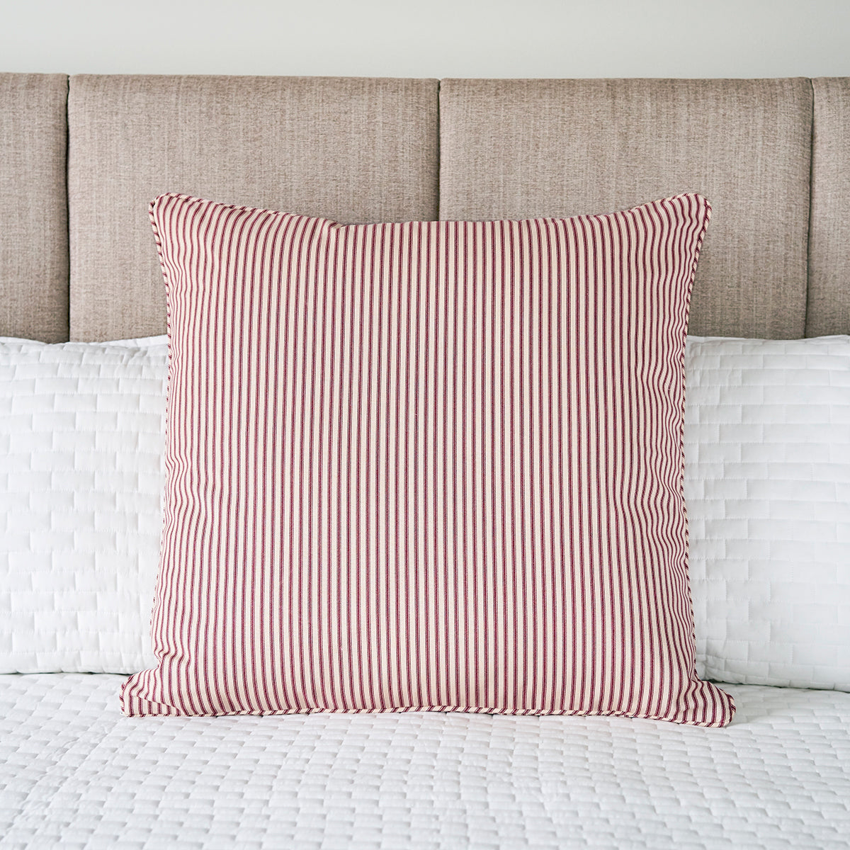 Ticking Stripe Sham | Navy Black Gray Brown or Red | Standard Euro King sizes