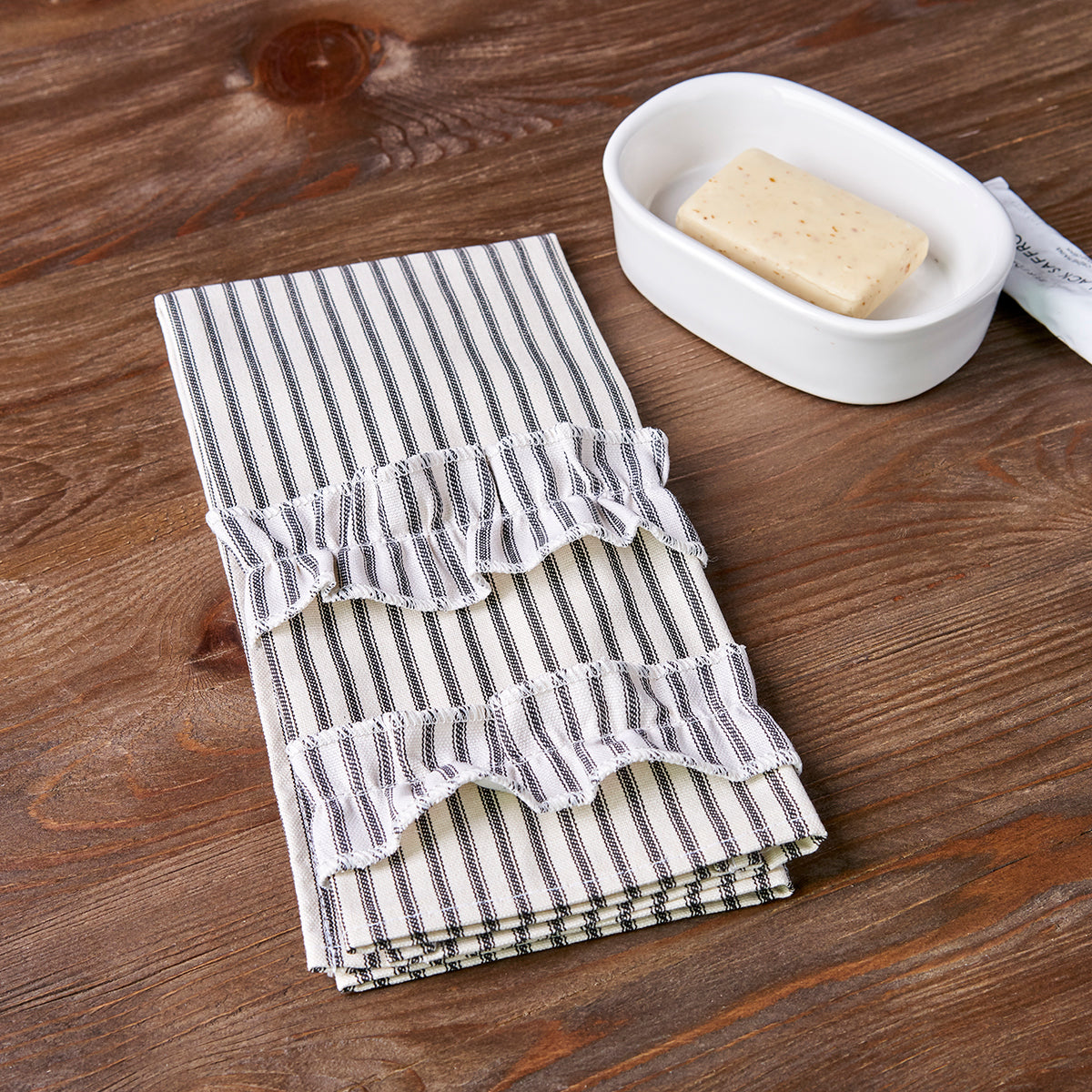 Black Ticking Stripe Guest Towel