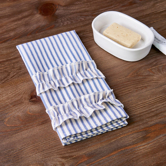 Blue Ticking Stripe Guest Towel 