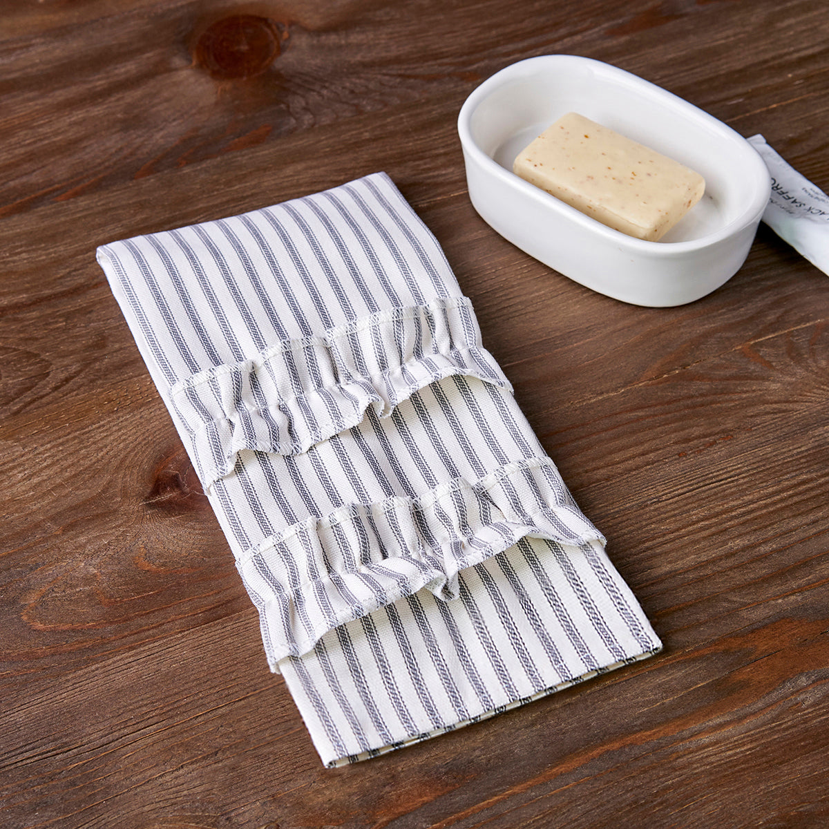Gray Ticking Stripe Guest Towel