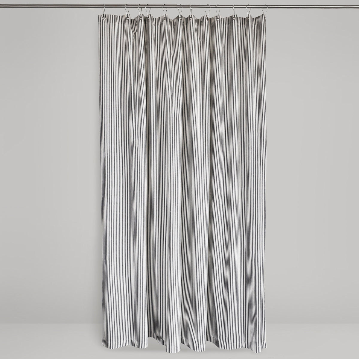 Extra Tall Shower Curtain Black Ticking Stripe