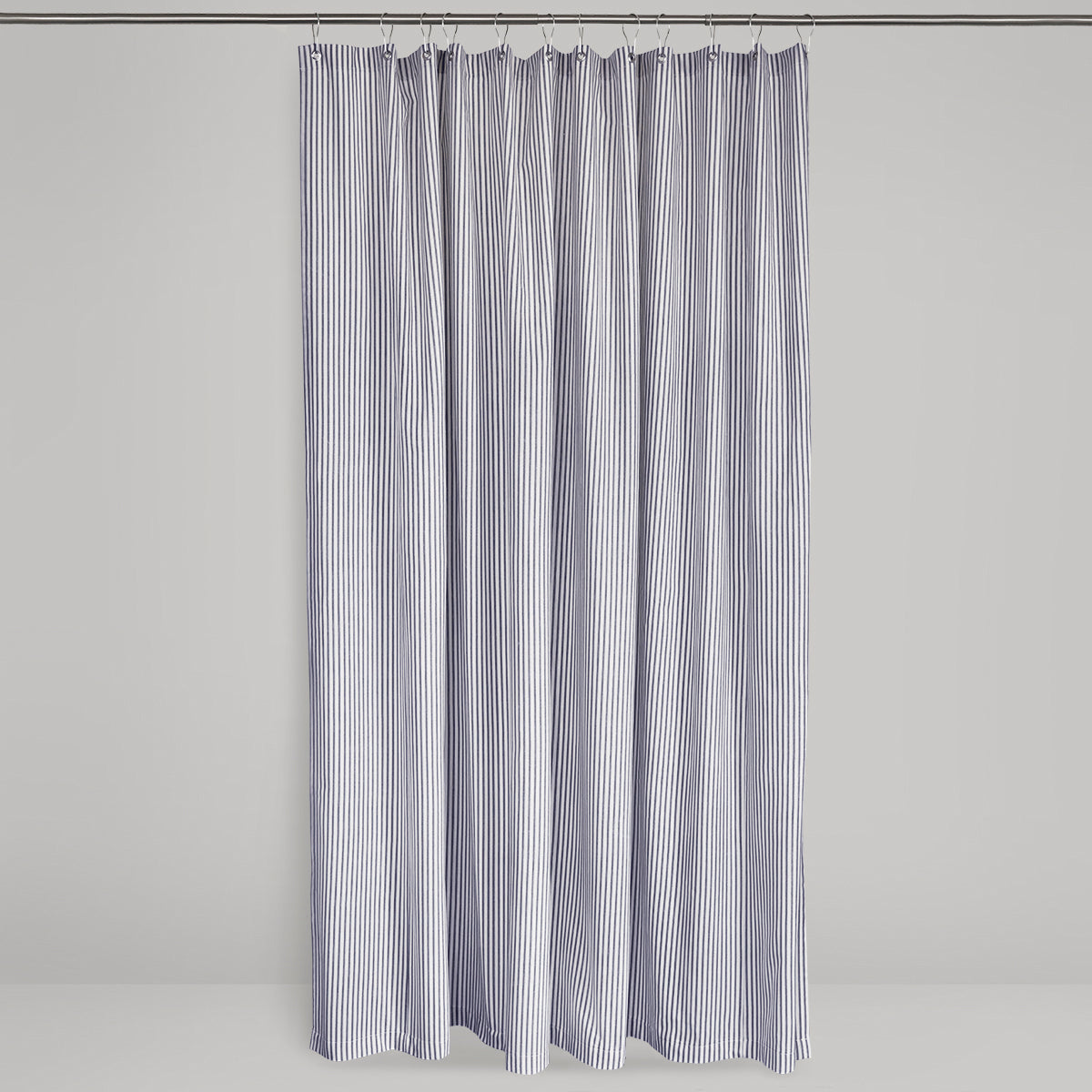 Extra Tall Shower Curtain Navy Blue Ticking Stripe