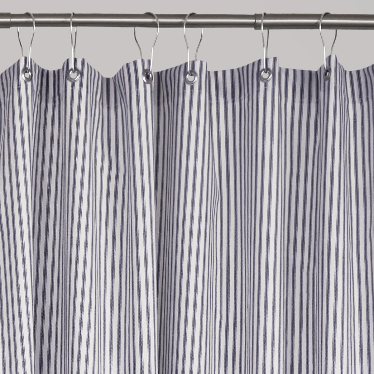 Extra Tall Shower Curtain Navy Blue Ticking