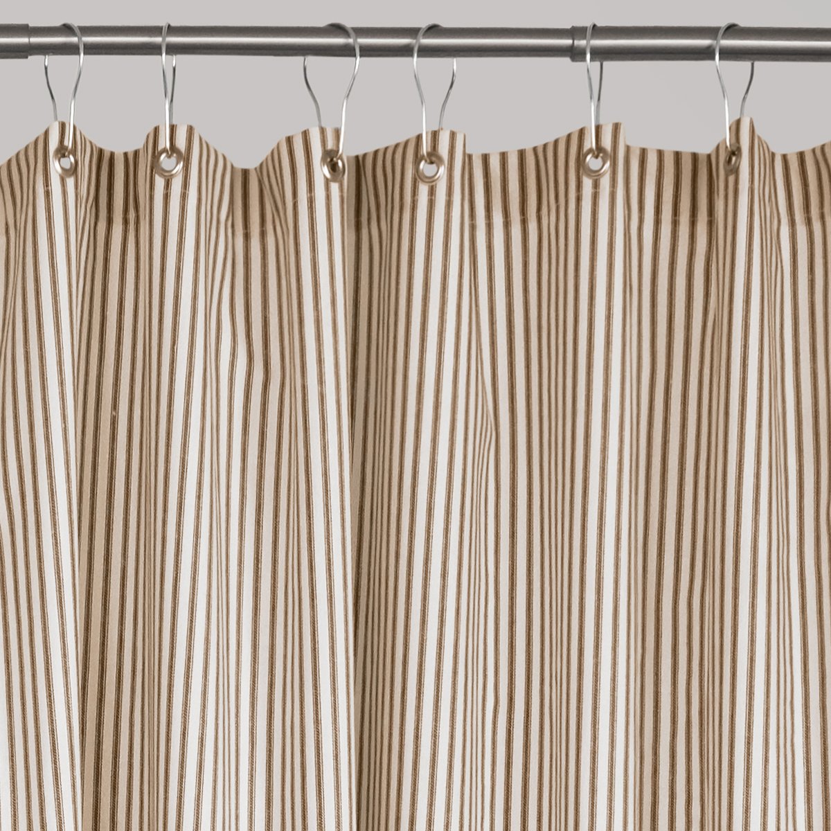 Brown Ticking Stripe Shower Curtain