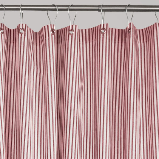 Red Ticking Stripe Shower Curtain