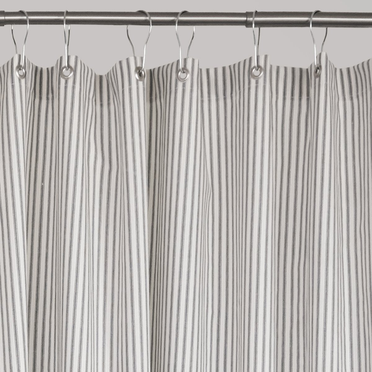 Gray Ticking Stripe Shower Curtain