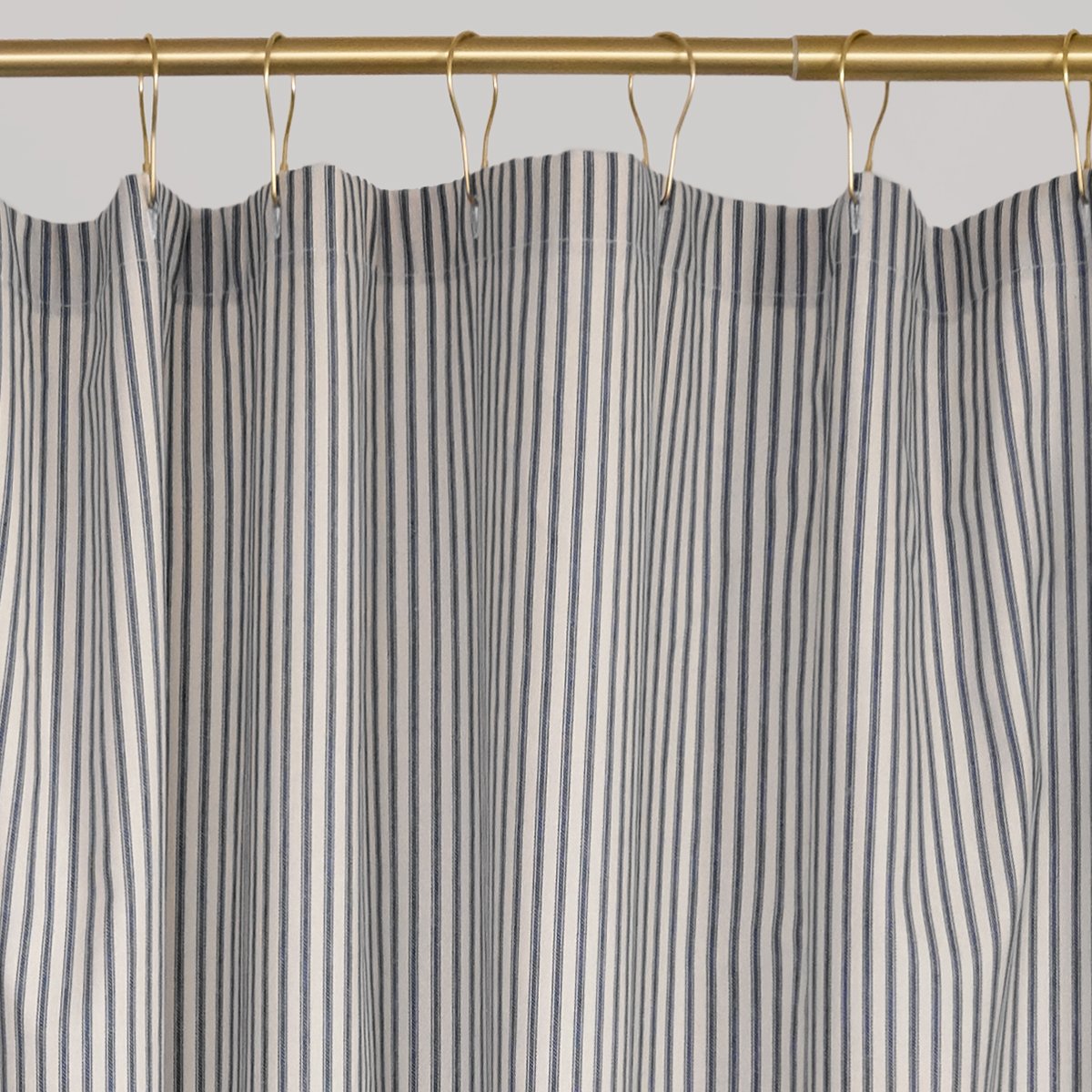 Ruffled Ticking Stripe Shower Curtain Black