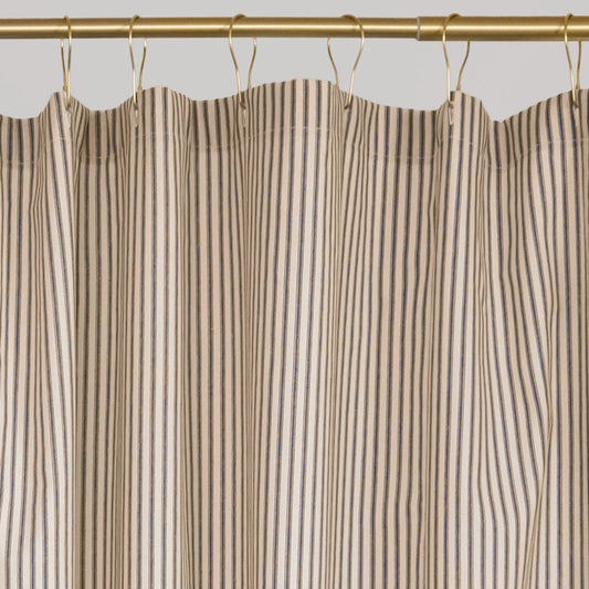 Brown Ticking Stripe Shower Curtain Detail