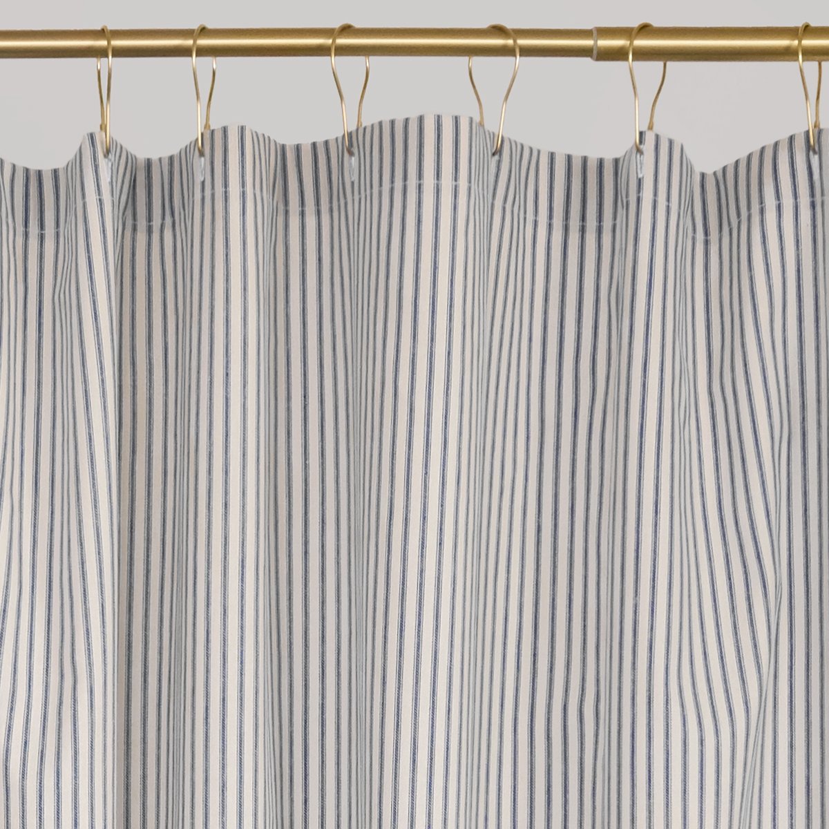 Ruffled Ticking Stripe Shower Curtain Gray