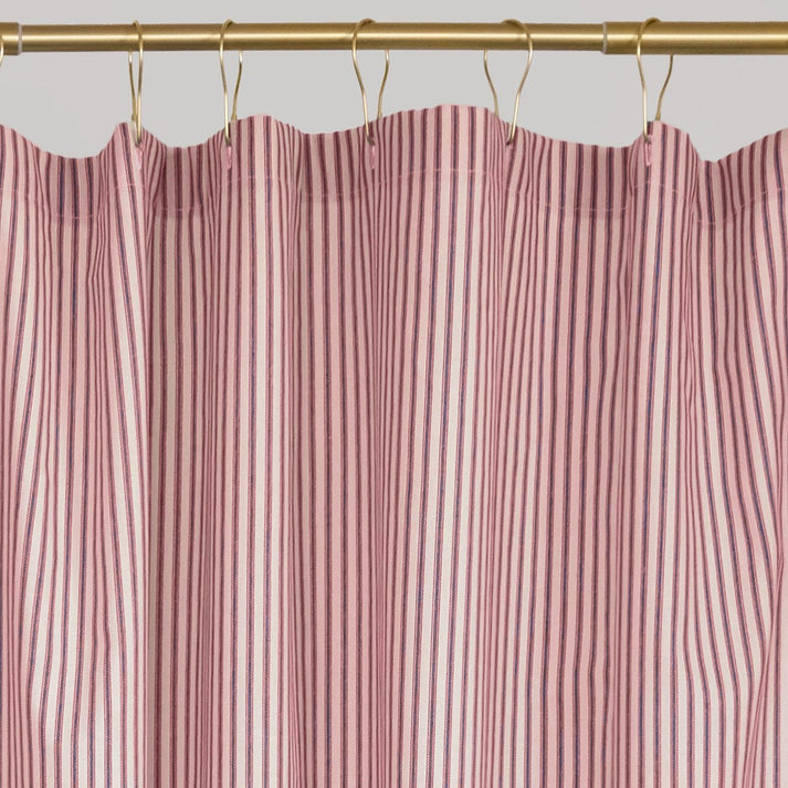 Ruffled Ticking Stripe Shower Curtain Red Southern Ticking Co.