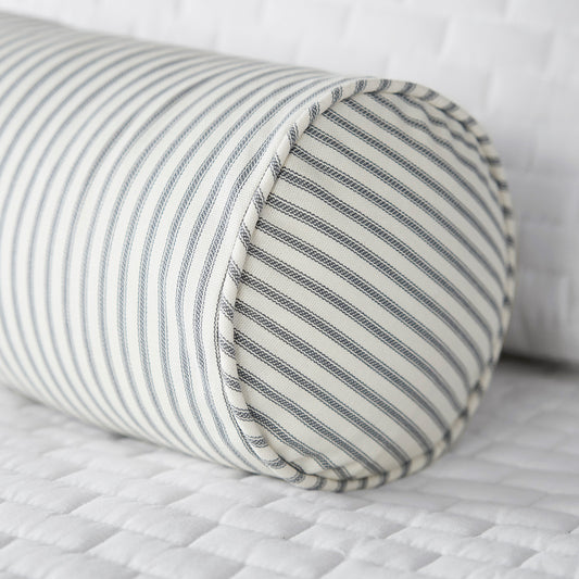 Gray Ticking Stripe Bolster Neckroll Pillow