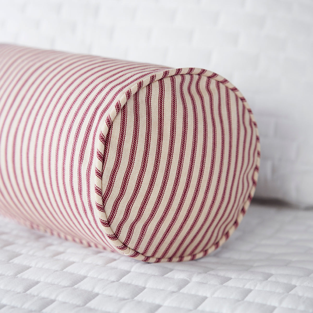 Red Ticking Stripe Bolster Pillow