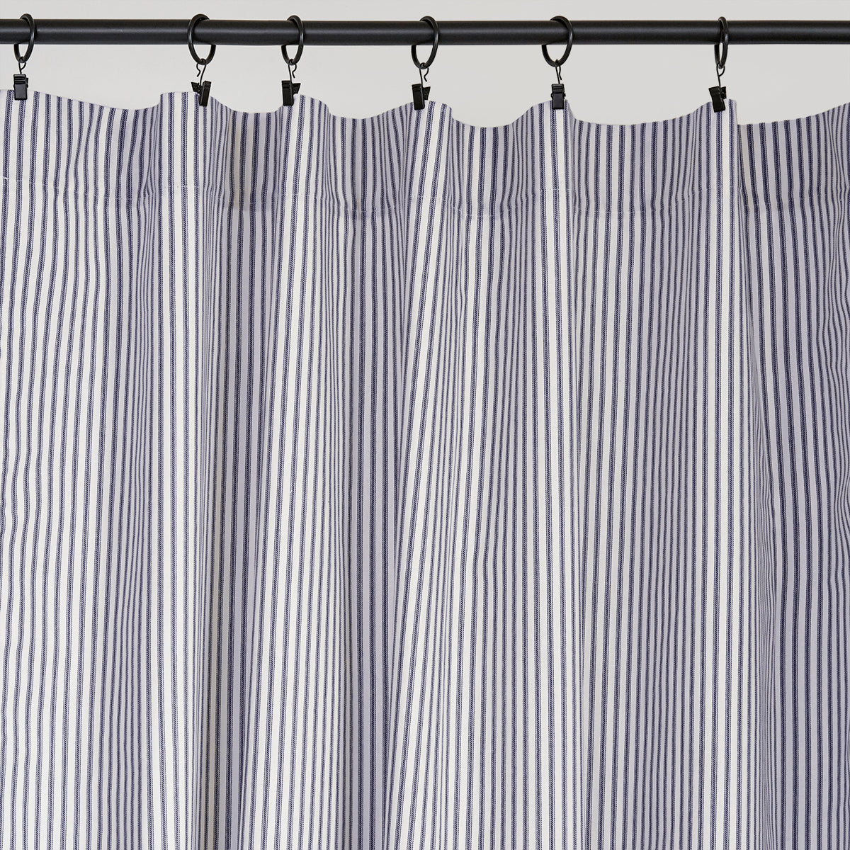 Blue Ticking Stripe Curtain Panel