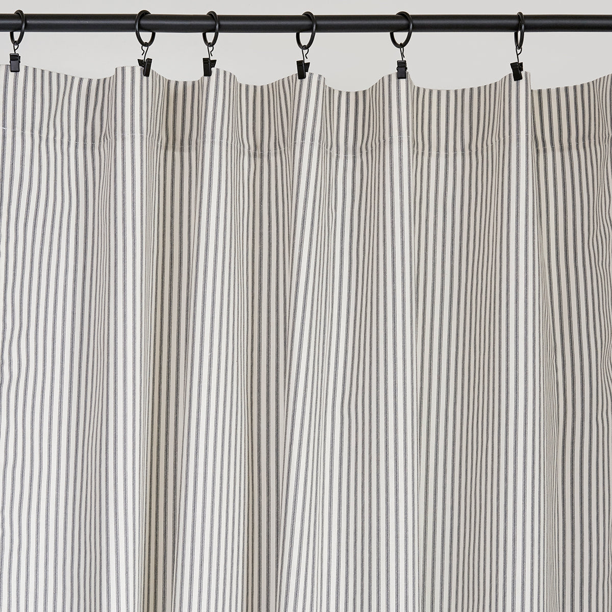 Gray Ticking Stripe Curtain Panel close up

