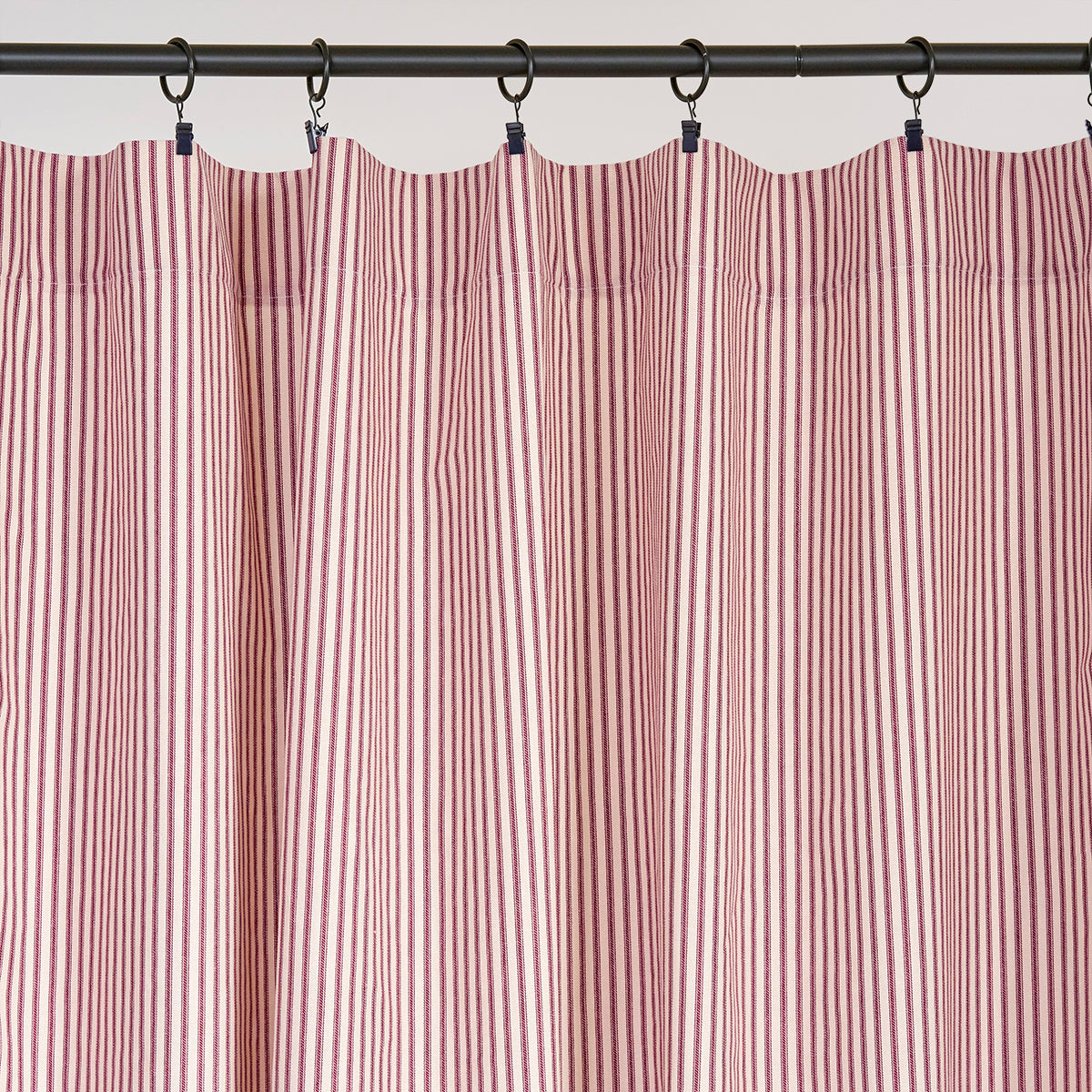 Red Ticking Stripe Curtain Panel