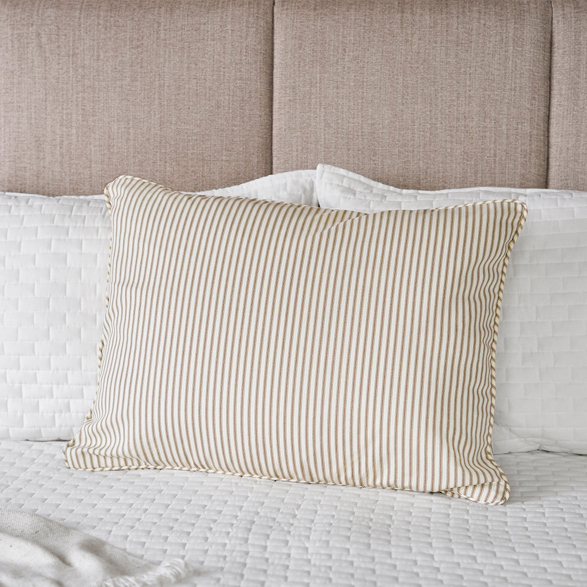 Ticking Stripe Sham | Navy Black Gray Brown or Red | Standard Euro King sizes