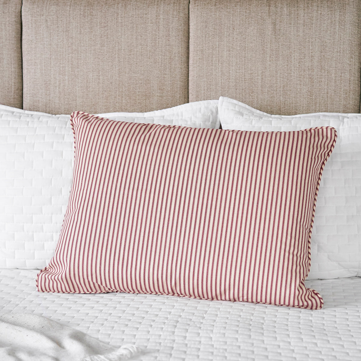 Ticking Stripe Sham | Red | Standard