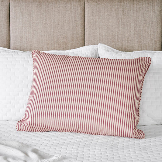 Ticking Stripe Sham | Red | Standard