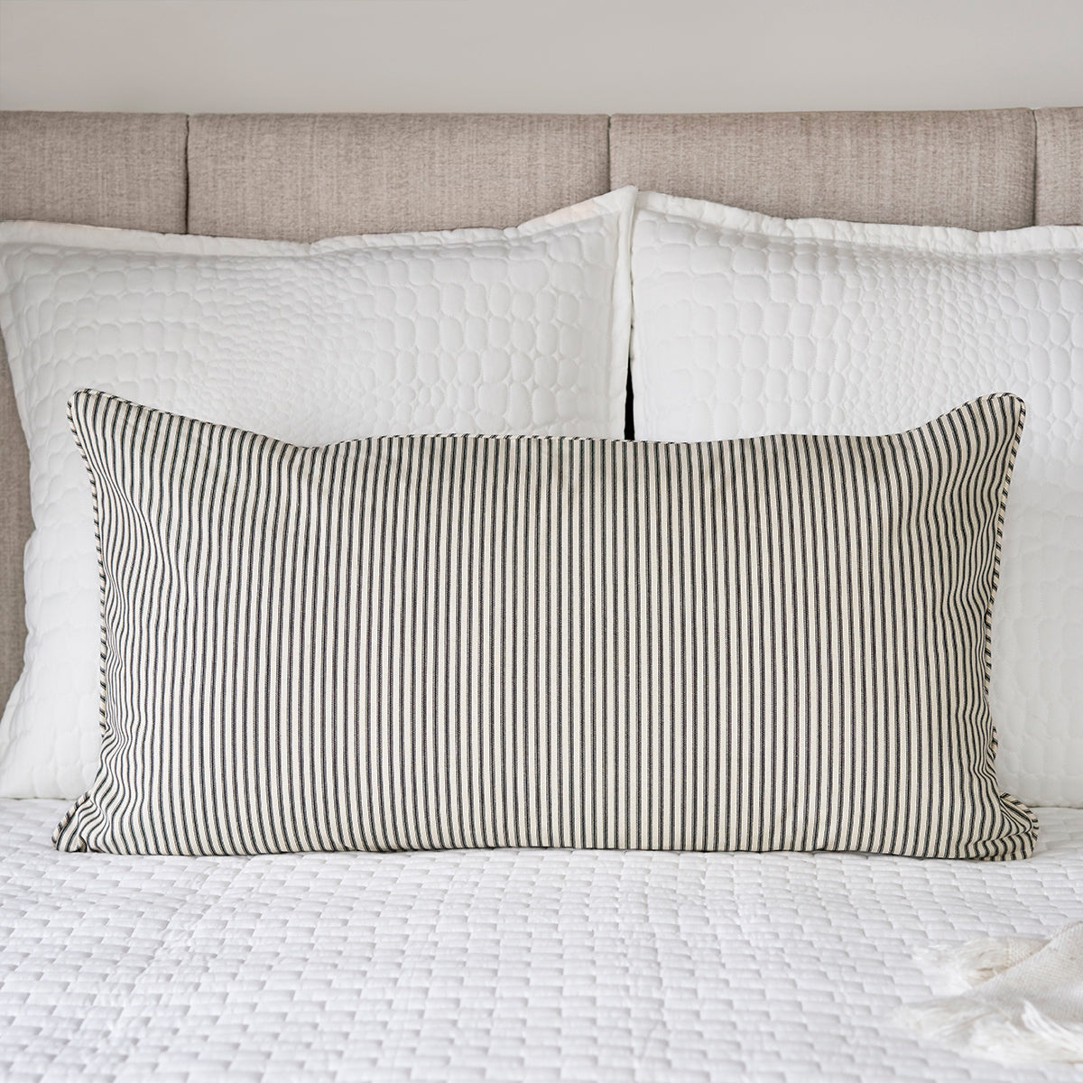 Ticking Stripe Sham | Navy Black Gray Brown or Red | Standard Euro King sizes