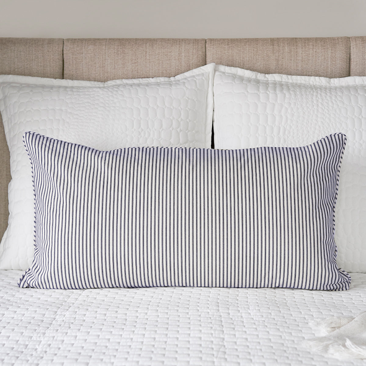 Ticking Stripe Sham | Navy Black Gray Brown or Red | Standard Euro King sizes