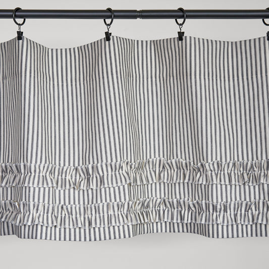 Ticking Stripe Valance Black with Ruffles