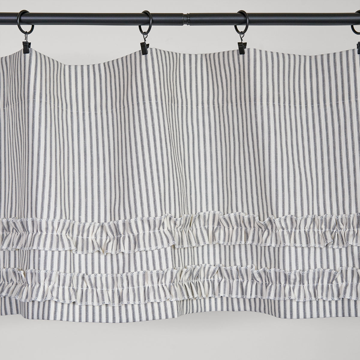 Gray Ticking Stripe Valance