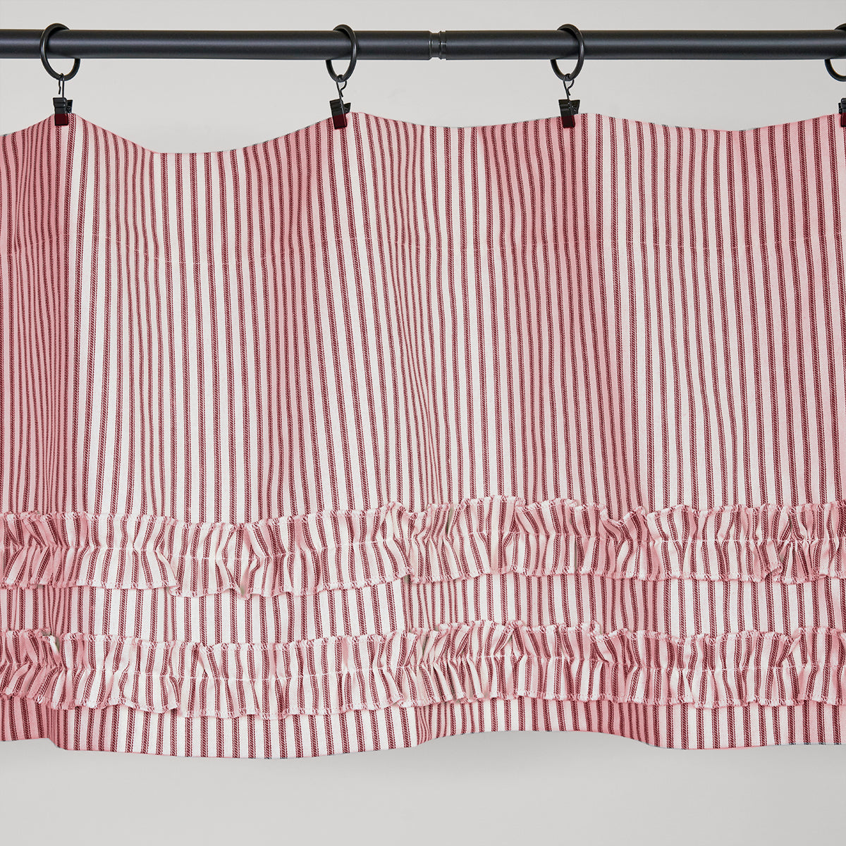 Red Ticking Stripe Valance