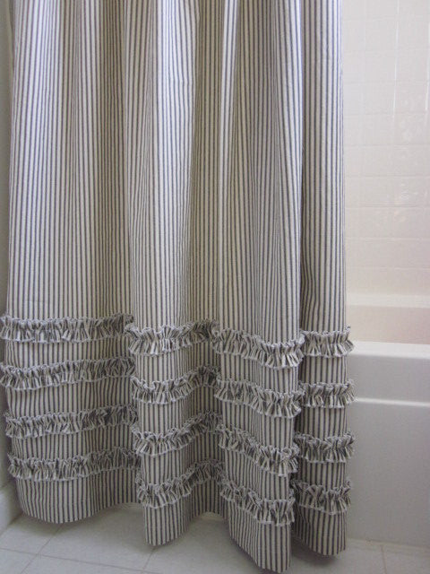 Blue and gray shower curtain deals