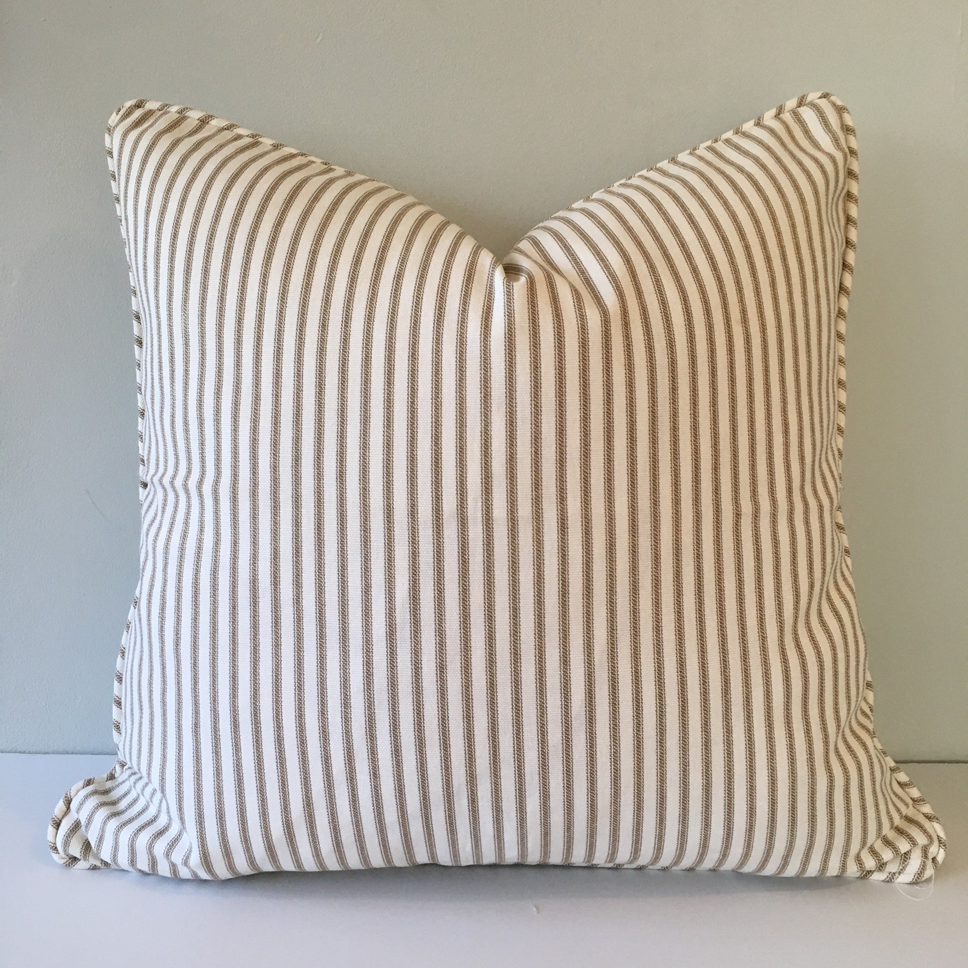 Brown Ticking Stripe Throw Pillow