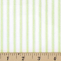 Green and White Ticking Stripe Shower Curtain Fabric Detail 
