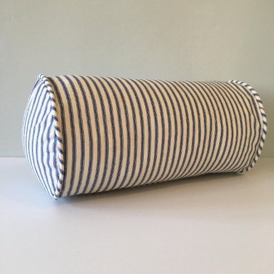 Navy Blue Ticking Stripe Bolster Pillow Southern Ticking Co.