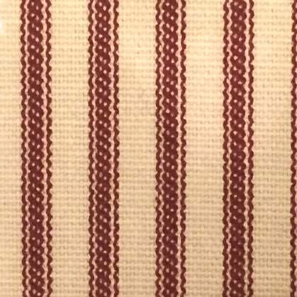 Detail Of Red Ticking Stripe Curtain Fabric